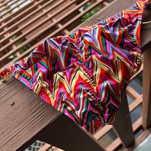 Lili Fama Bikini Bottom with Gold Circle Detail, Scrunch Seam Behind